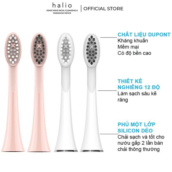 Set 2 Đầu Bàn Chải Điện Halio Sonic Whitening Electric Toothbrush Refill Head #PERIWINKLE - MÀU TÍM
