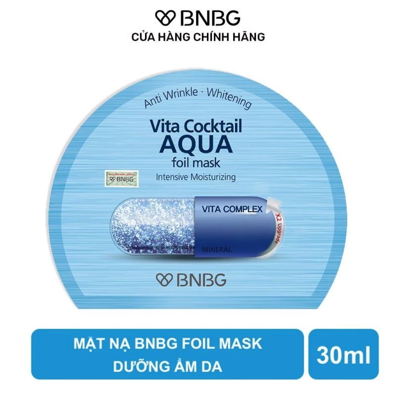 Mặt Nạ Lá Nguyên Khối Hỗ Trợ Dưỡng Trắng BNBG Vita Cocktail Foil Mask 30ml