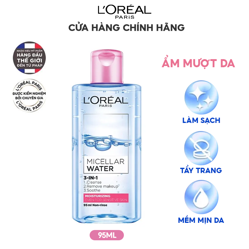 [95ml] Nước Tẩy Trang Dưỡng Ẩm Cho Da Khô L'Oreal Micellar Water Moisturizing