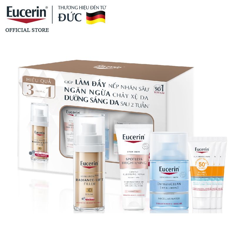 [6 Items] Bộ Dưỡng Hỗ Trợ Sáng Da, Ngăn Lão Hóa Eucerin Hyaluron Radiance Lift Filler 3D Serum (date 12/2024)