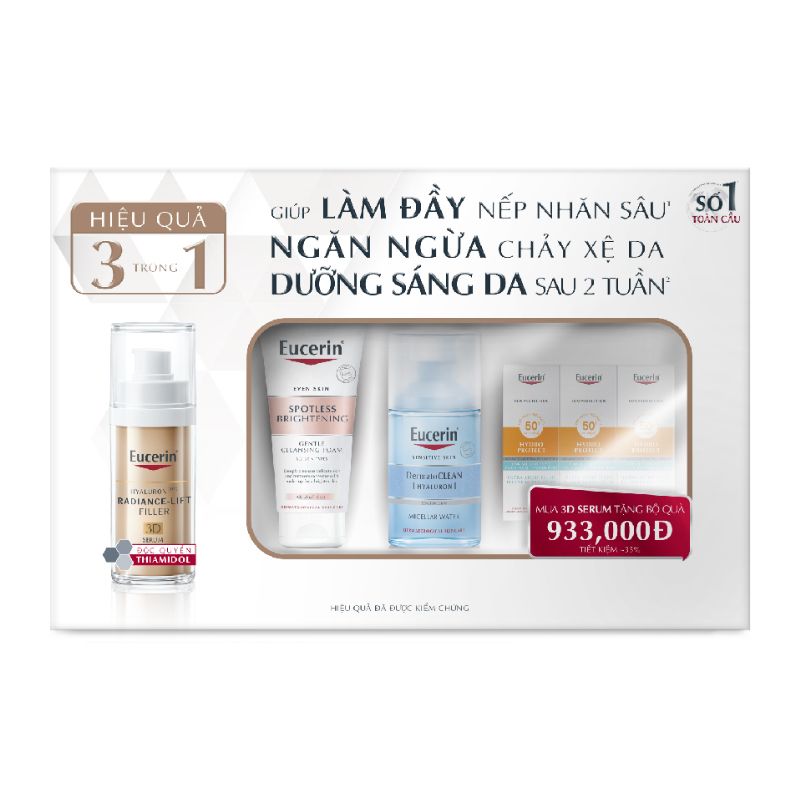 [6 Items] Bộ Dưỡng Hỗ Trợ Sáng Da, Ngăn Lão Hóa Eucerin Hyaluron Radiance Lift Filler 3D Serum (date 12/2024)