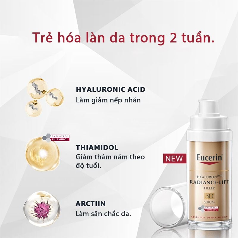 [6 Items] Bộ Dưỡng Hỗ Trợ Sáng Da, Ngăn Lão Hóa Eucerin Hyaluron Radiance Lift Filler 3D Serum (date 12/2024)