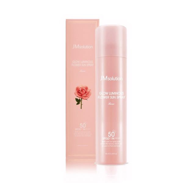 Xịt Chống Nắng Dưỡng Sáng Da Chiết Xuất Hoa Hồng Jmsolution Glow Luminous Flower Sun Spray 180ml