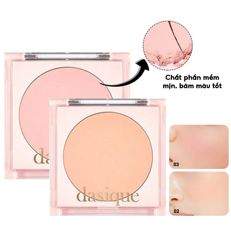 Phấn Má Hồng Dạng Nén Xinh Xắn Dasique Pastel Blusher 4.8g - 02 Coral Haze