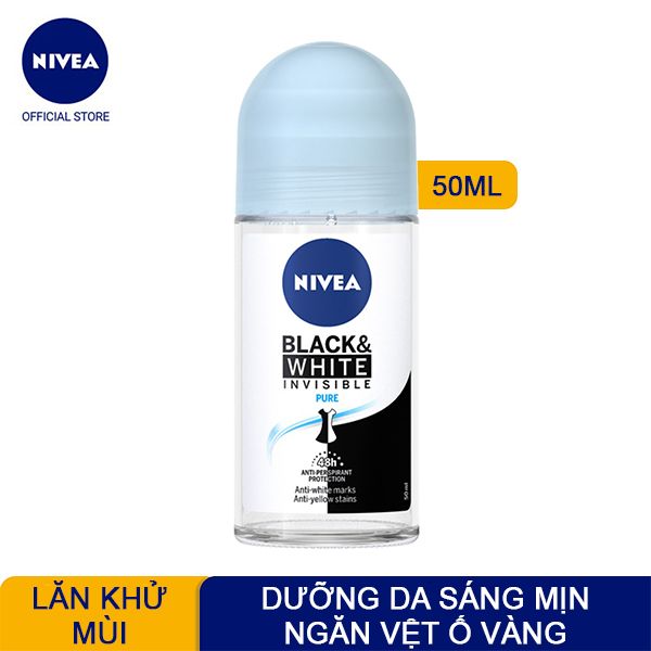 Nivea Black & White Invisible Pure Anti-Perspirant Roll On 50ml – THẾ GIỚI  SKINFOOD