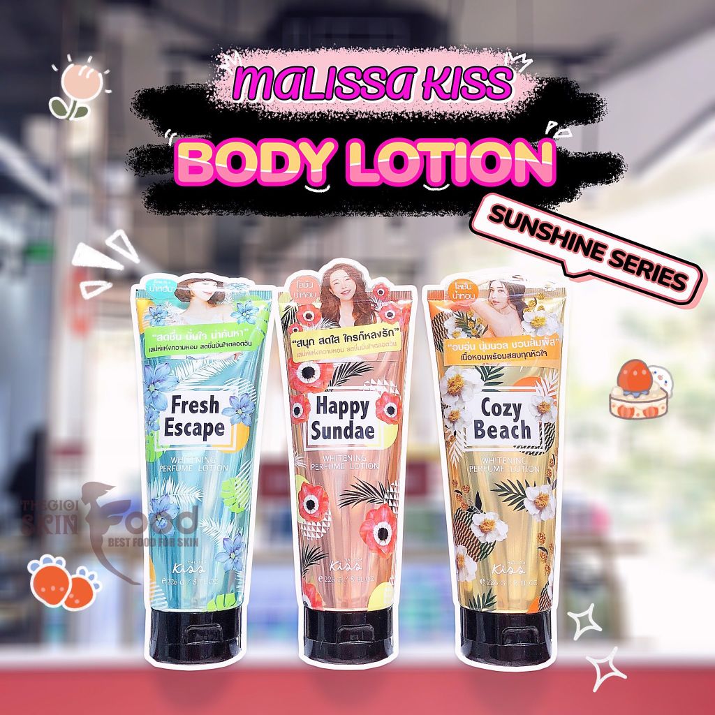 Sữa Dưỡng Hương Nước Hoa Thơm Dưỡng Trắng Da Malissa Kiss Whitening Perfume Lotion - Sunshine 226g