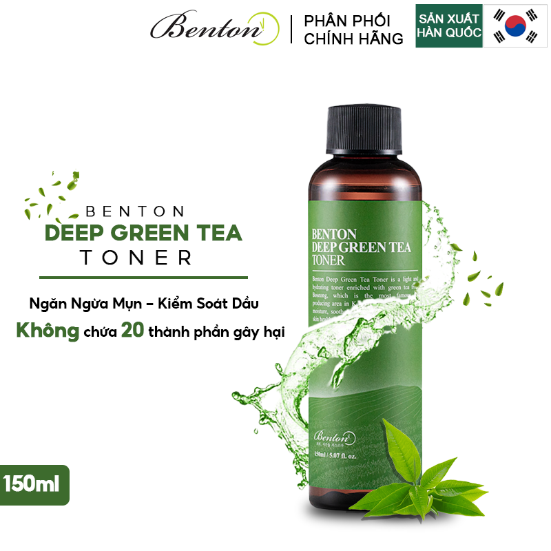 Nước Hoa Hồng Ngăn Ngừa Mụn, Kiểm Soát Dầu Chiết Xuất Trà Xanh Benton Deep Green Tea Toner 150ml