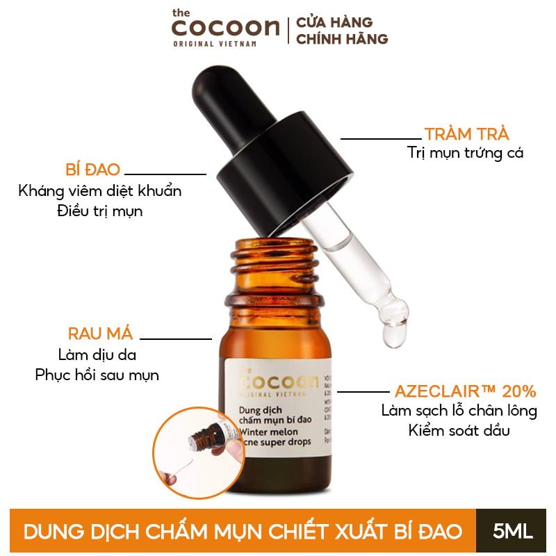 Dung Dịch Chấm Mụn Chiết Xuất Bí Đao Cocoon Winter Melon Acne Super Drops 5ml