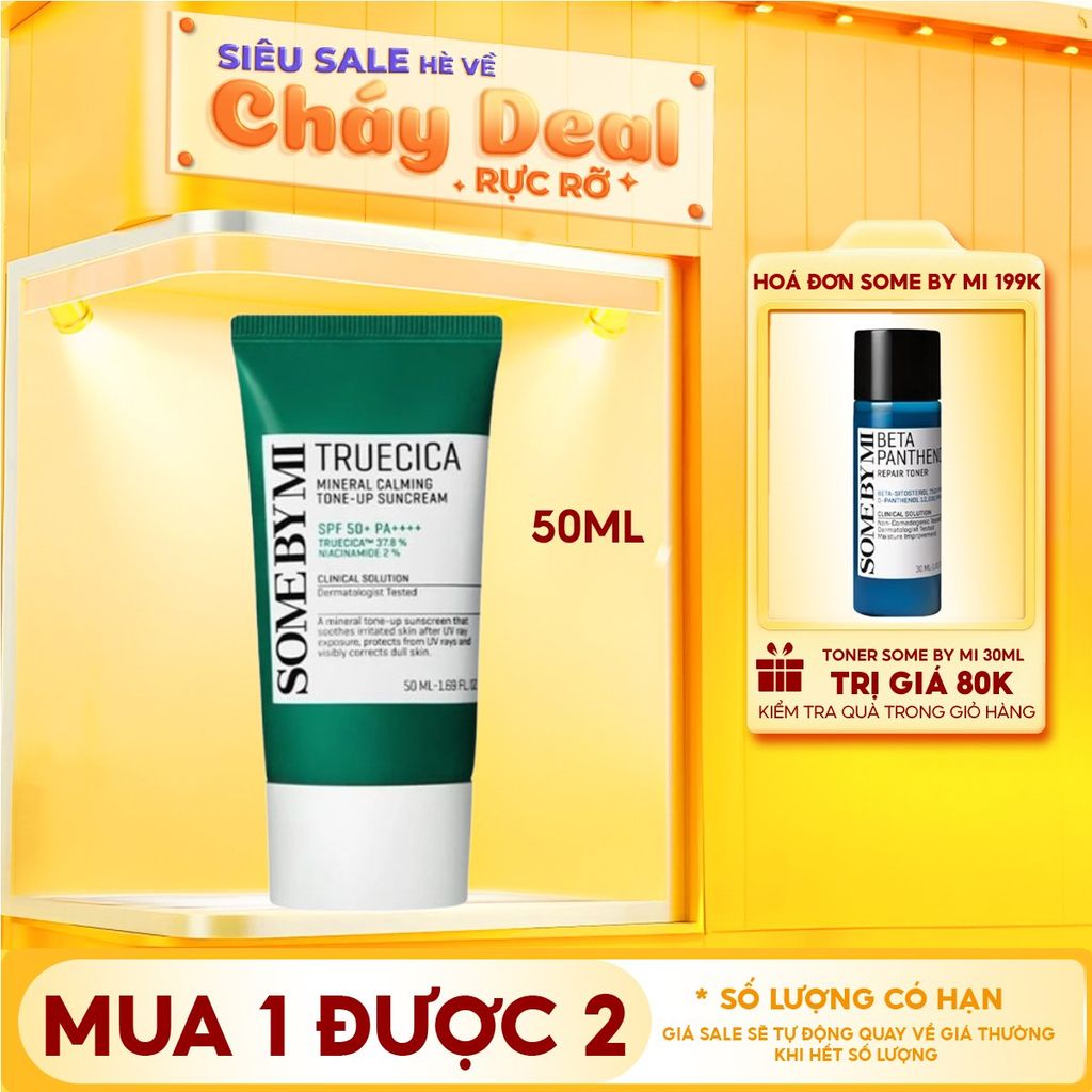 Kem Chống Nắng Some By Mi Dành Cho Da Mụn Truecica Mineral Calming Tone-up Suncream SPF50+ PA++++ 50ml