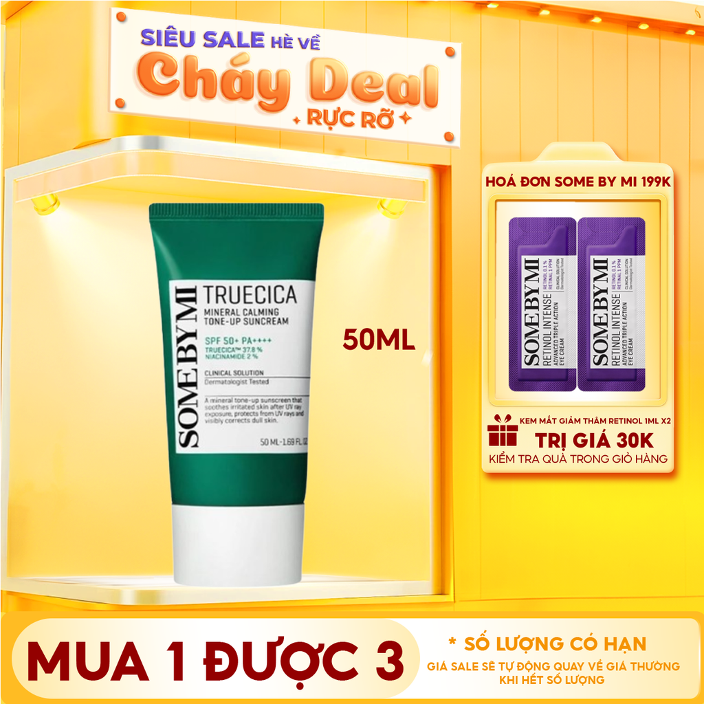 Kem Chống Nắng Some By Mi Dành Cho Da Mụn Truecica Mineral Calming Tone-up Suncream SPF50+ PA++++ 50ml