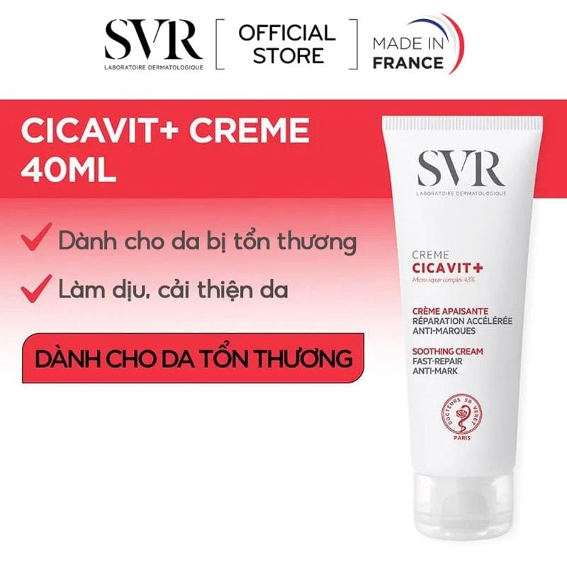 Kem Dưỡng SVR Làm Dịu Da Dành Cho Da Nứt Nẻ, Mẫn Đỏ Cicavit+ Cream 40ml
