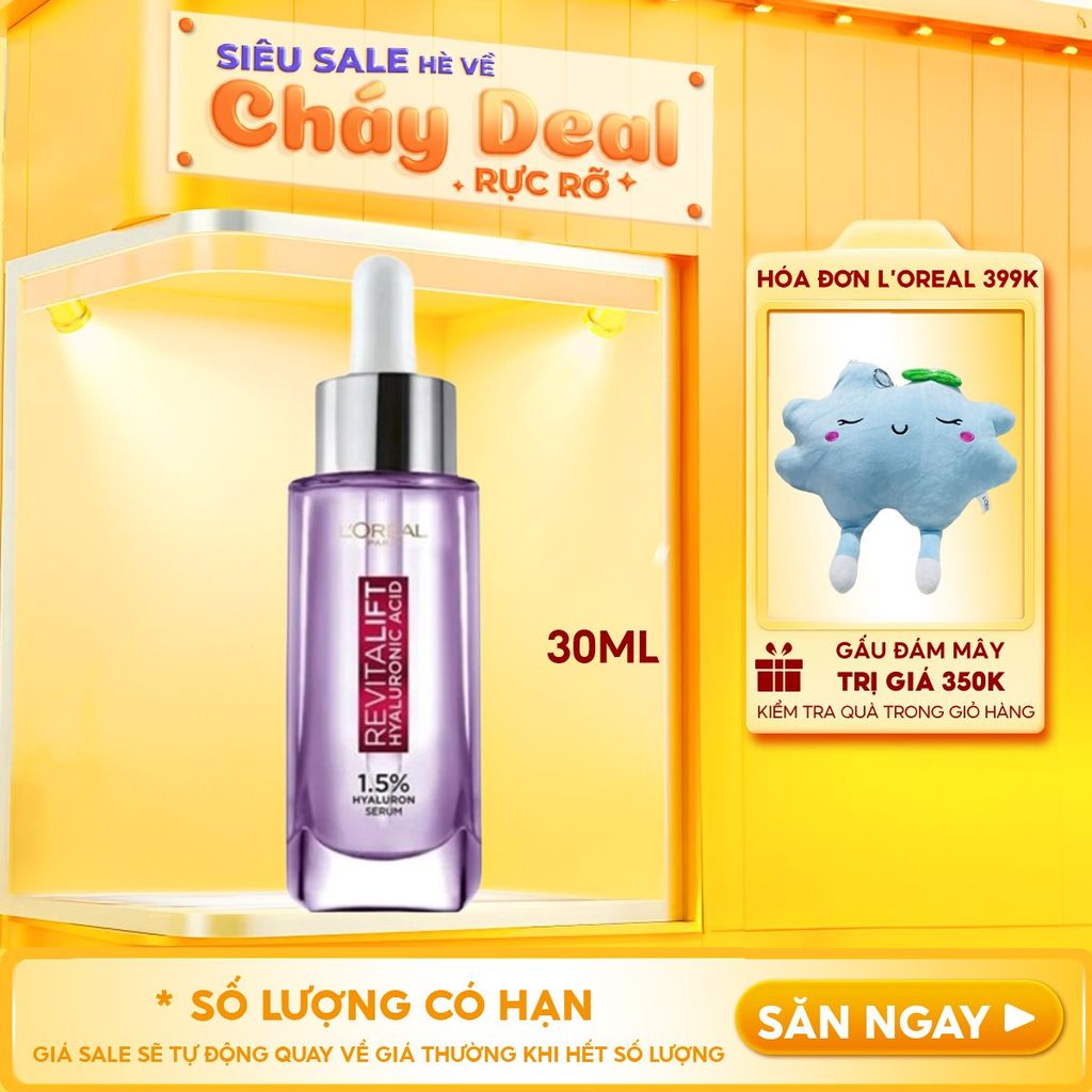 Serum L'Oreal Cấp Ẩm, Cải Thiện Nếp Nhăn Revitalift 1.5% Hyaluronic Acid Serum