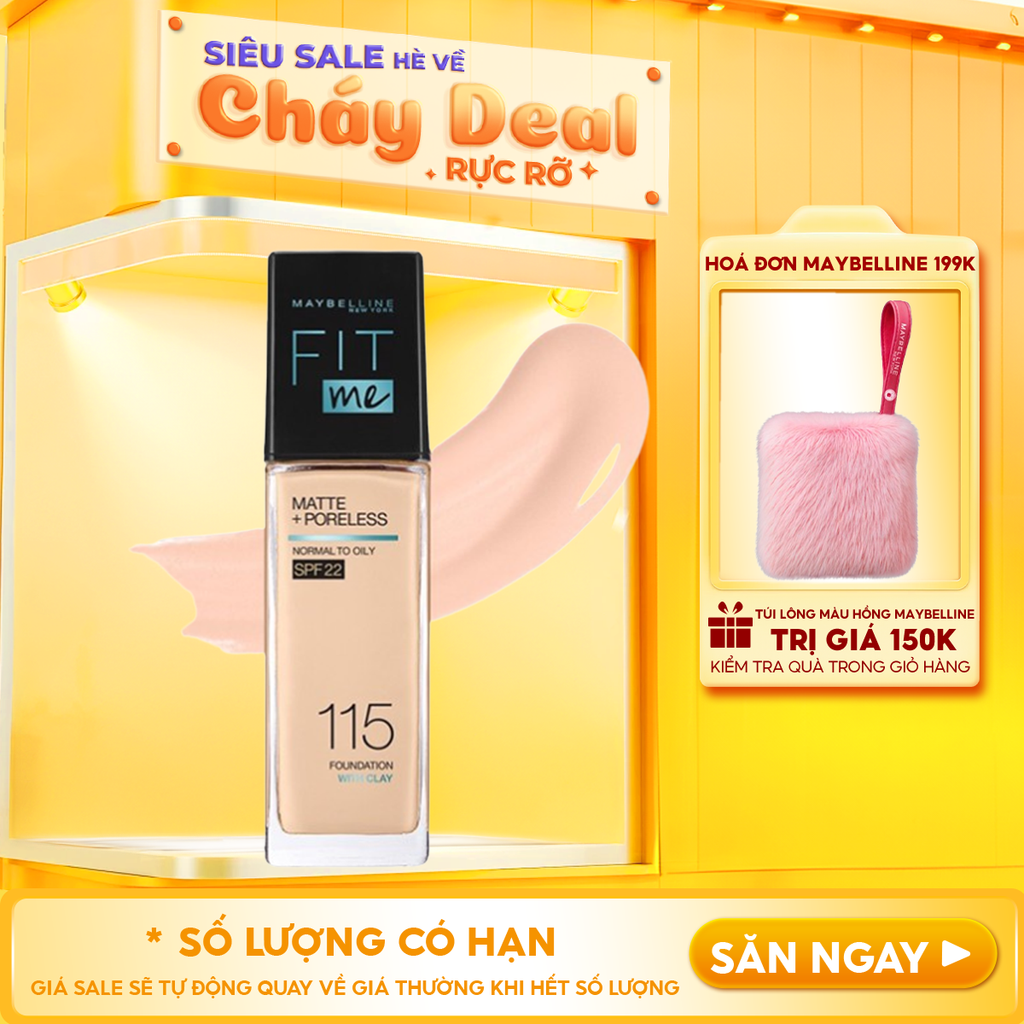 Kem Nền Maybelline Kiềm Dầu, Cho Lớp Nền Mịn Lì Tự Nhiên Fit Me Matte Poreless Foundation 30ml