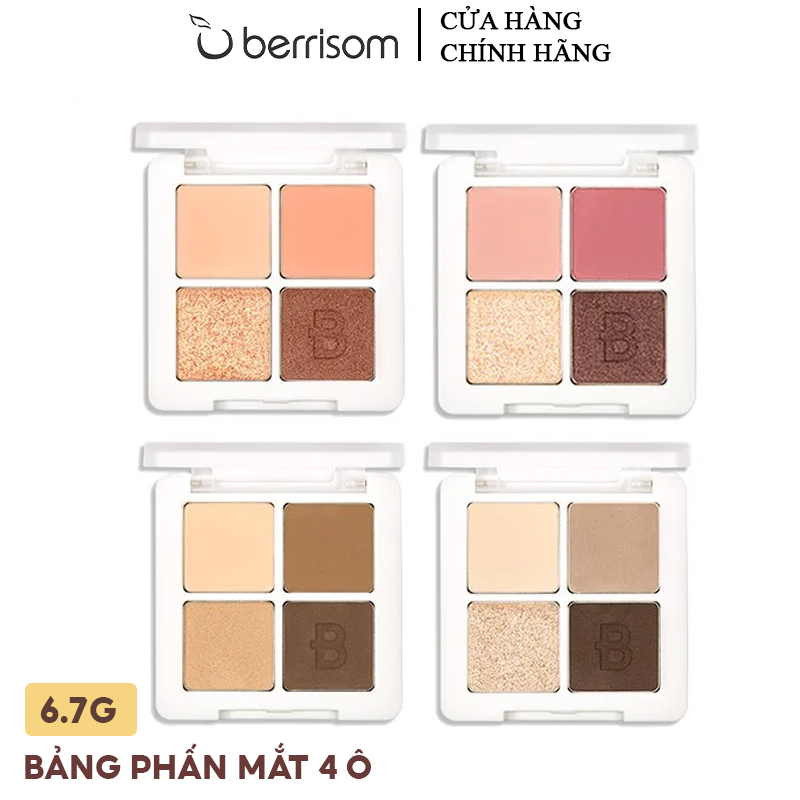 Bảng Phấn Mắt 4 Ô Màu Lấp Lánh Berrisom Real Me Eye Palette 6.7g  #01 PLEASURE