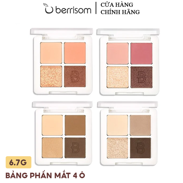 Bảng Phấn Mắt 4 Ô Màu Lấp Lánh Berrisom Real Me Eye Palette 6.7g #01 PLEASURE