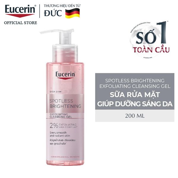  Gel Rửa Mặt Eucerin Tẩy Tế Bào Chết, Hỗ Trợ Làm Sáng Da Spotless Brightening Exfoliating Cleansing Gel 200ml 
