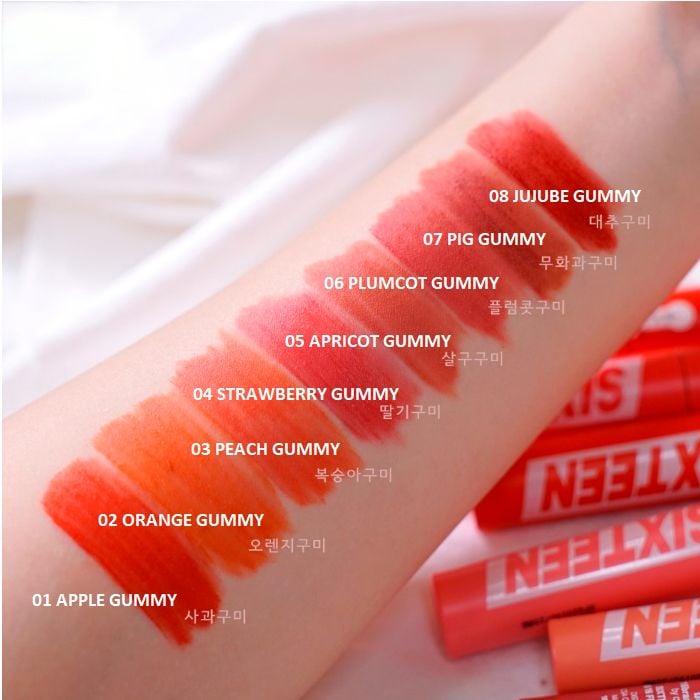 Son Kem Siêu Lì, Mịn Môi, Lên Màu Chuẩn 16Brand Fruit Chu Tint 4.5g - 02 ORANGE GUMMY