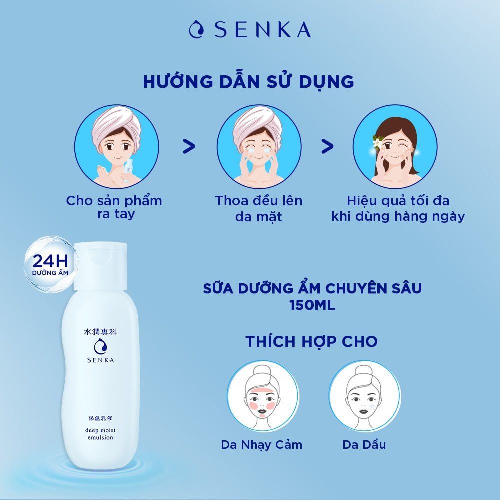 Sữa Dưỡng Cấp Ẩm Chuyên Sâu Senka Deep Moist Emulsion 150ml