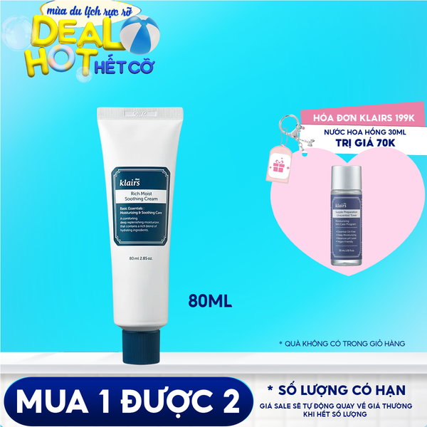 Kem Dưỡng Ẩm Chuyên Sâu Klairs Rich Moist Soothing Cream 80ml