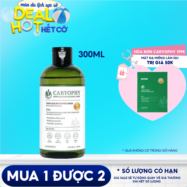 Nước Hoa Hồng Chăm Sóc Da Dầu Mụn Caryophy Portulaca Toner 300ml