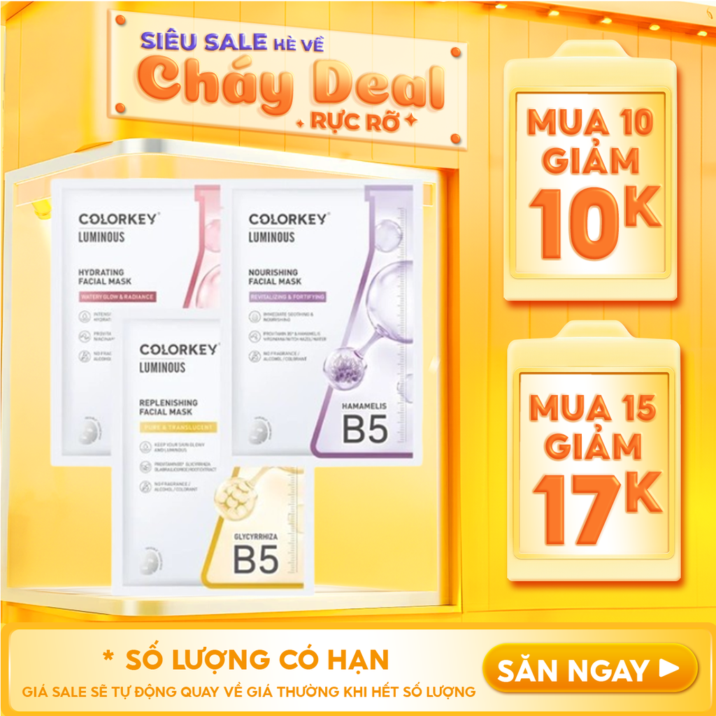 Mặt Nạ Giấy Colorkey Dưỡng Ẩm, Làm Dịu Da, Hỗ Trợ Dưỡng Sáng Facial Mask