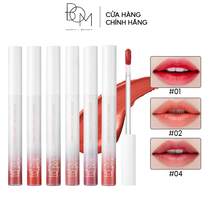 Son Kem Lì Mịn Mượt, Nhẹ Môi B.O.M OMG Matt Lip Lacquer 4g