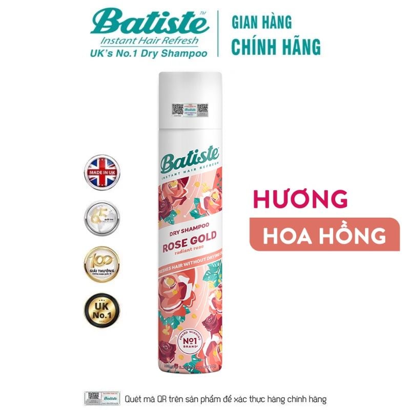 Dầu Gội Khô Batiste Giúp Làm Sạch, Tóc Bồng Bềnh Dry Shampoo 200ml