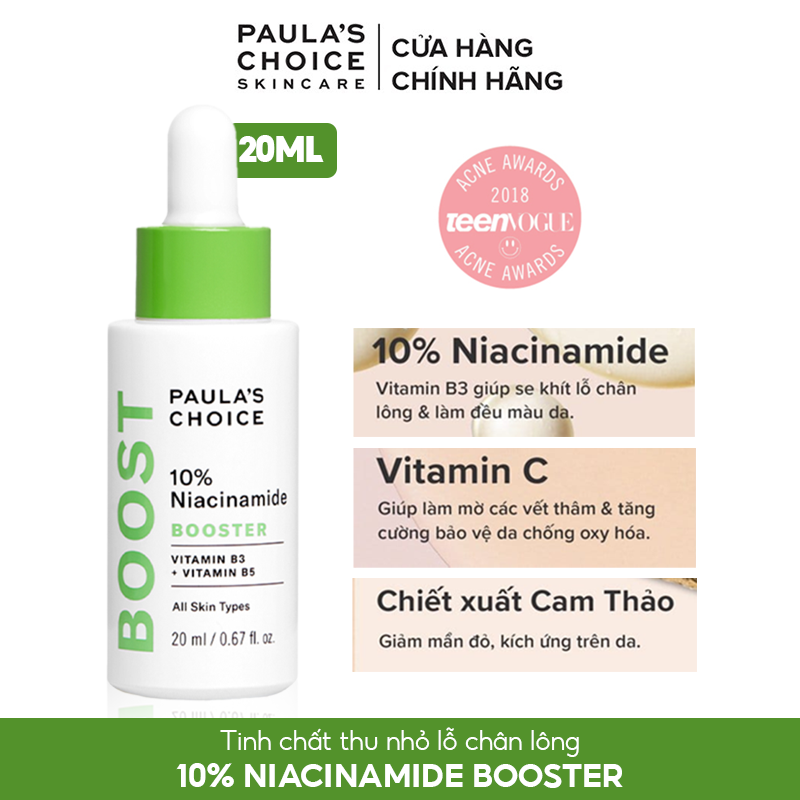 Serum Paula's Choice Tinh Chất Dưỡng Trắng, Thu Nhỏ Lỗ Chân Lông Paula's Choice Resist 10% Niacinamide Booster 20ml