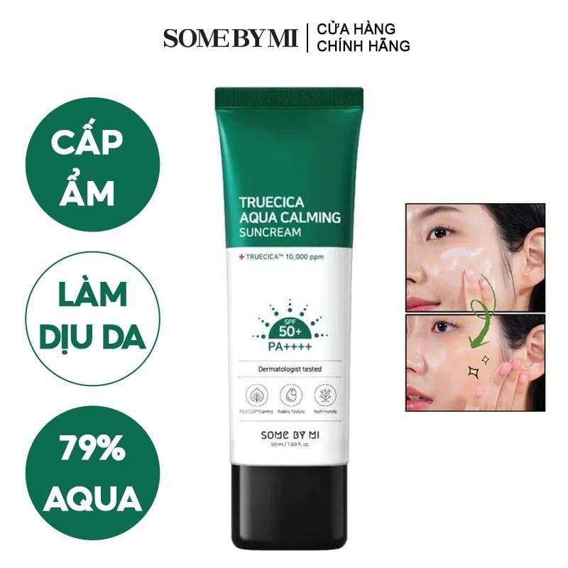 Kem Chống Nắng Aqua Cấp Ẩm, Làm Dịu Da Some By Mi Truecica Aqua Calming SunCream SPF50+ PA++++ 50ml