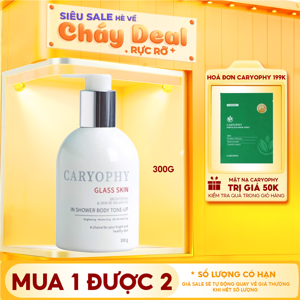 Kem Dưỡng Caryophy Hỗ Trợ Làm Sáng Da, Nâng Tông Da Glass Skin In Shower Body Tone-Up Cream 300g