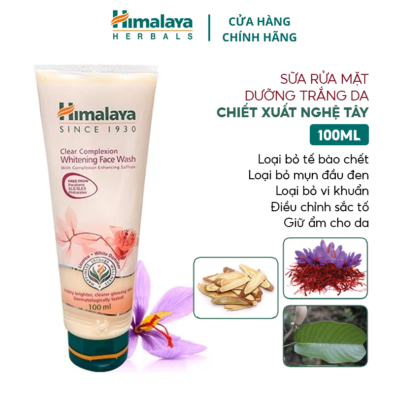 [100ml] Sữa Rửa Mặt Dưỡng Trắng Da Chiết Xuất Nghệ Tây Himalaya Clear Complete Whitening Face Wash