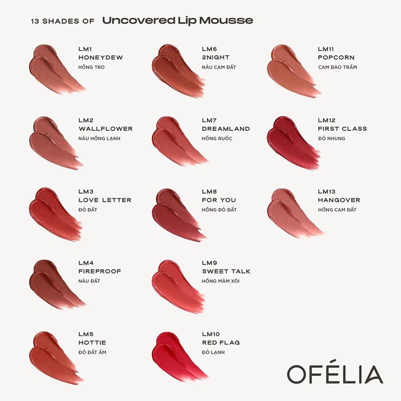 Son Kem Lì, Mịn Môi, Lâu Trôi OFÉLIA Uncovered Lip Mousse 4.3g