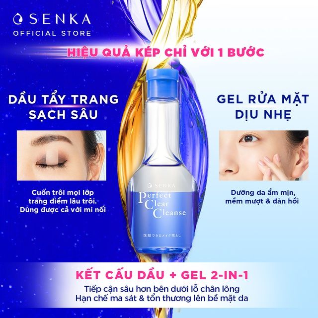 Gel Rửa Mặt Tẩy Trang Senka Sạch Sâu 2 Trong 1 Perfect Clear Cleanser 170ml
