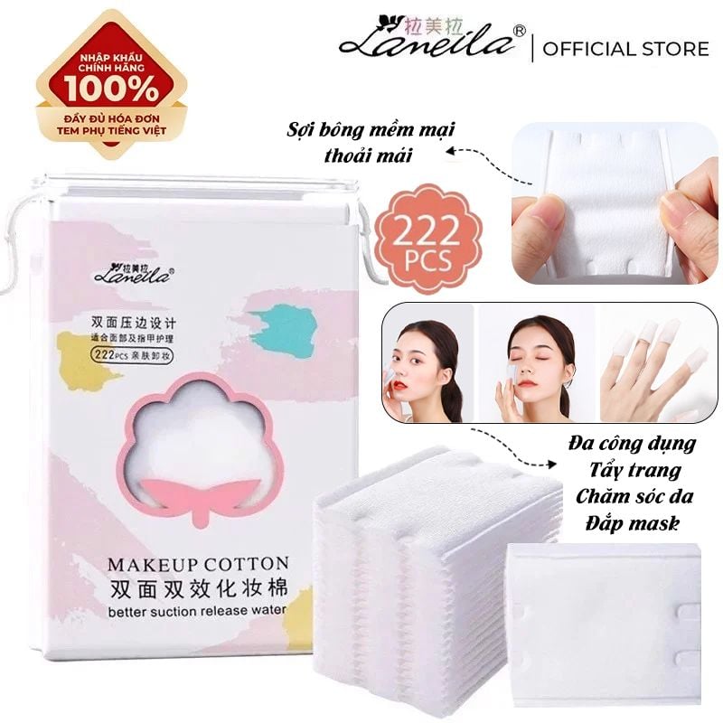 [NHẬP KHẨU] Bông Tẩy Trang LMLTOP Makeup Cotton 3 Lớp Dày Dặn Làm Sạch Da