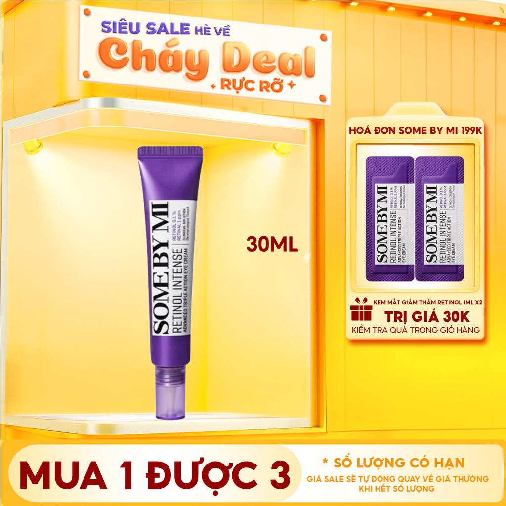 Kem Dưỡng Mắt Some By Mi Cải Thiện Quầng Thâm, Hỗ Trợ Dưỡng Sáng Da Retinol Intense Advanced Triple Action Eye Cream 30ml
