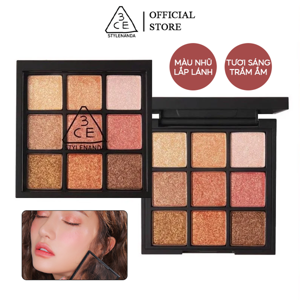  Bảng Phấn Mắt 9 Ô Nhũ Lấp Lánh 3CE Multi Eye Color Palette - All Nighter  8.1g 