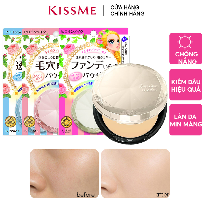 Phấn Phủ Dạng Nén Chống Nắng, Kiềm Dầu, Che Phủ Tốt Kissme Heroine Make Long Stay Powder 5g