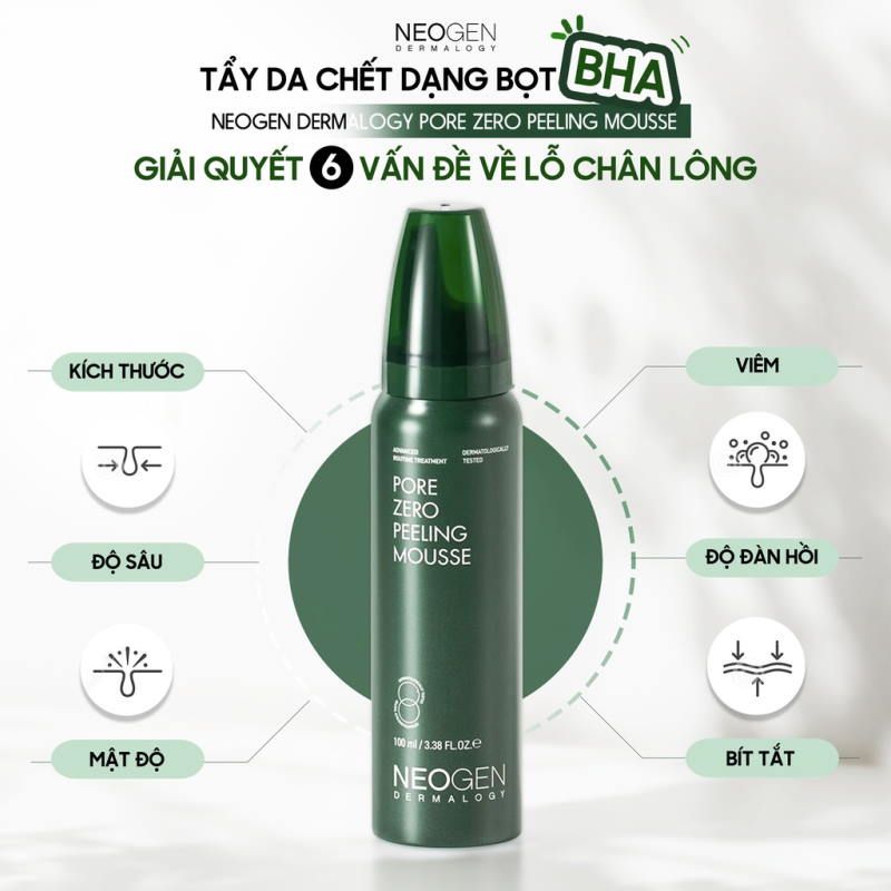 Tẩy Da Chết Dạng Bọt Mịn BHA, Làm Sạch Da Chết Neogen Pore Zero Peeling Mousse 100ml