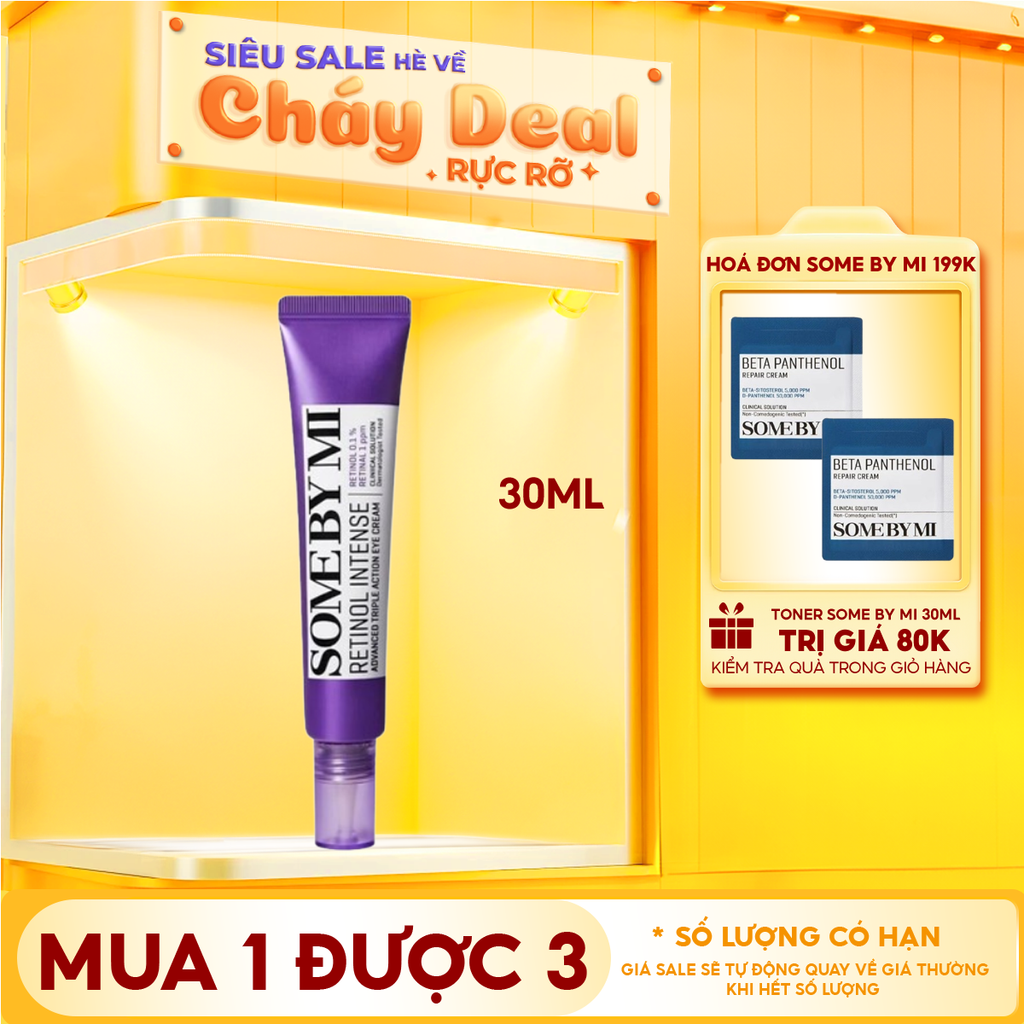 Kem Dưỡng Mắt Some By Mi Cải Thiện Quầng Thâm, Hỗ Trợ Dưỡng Sáng Da Retinol Intense Advanced Triple Action Eye Cream 30ml