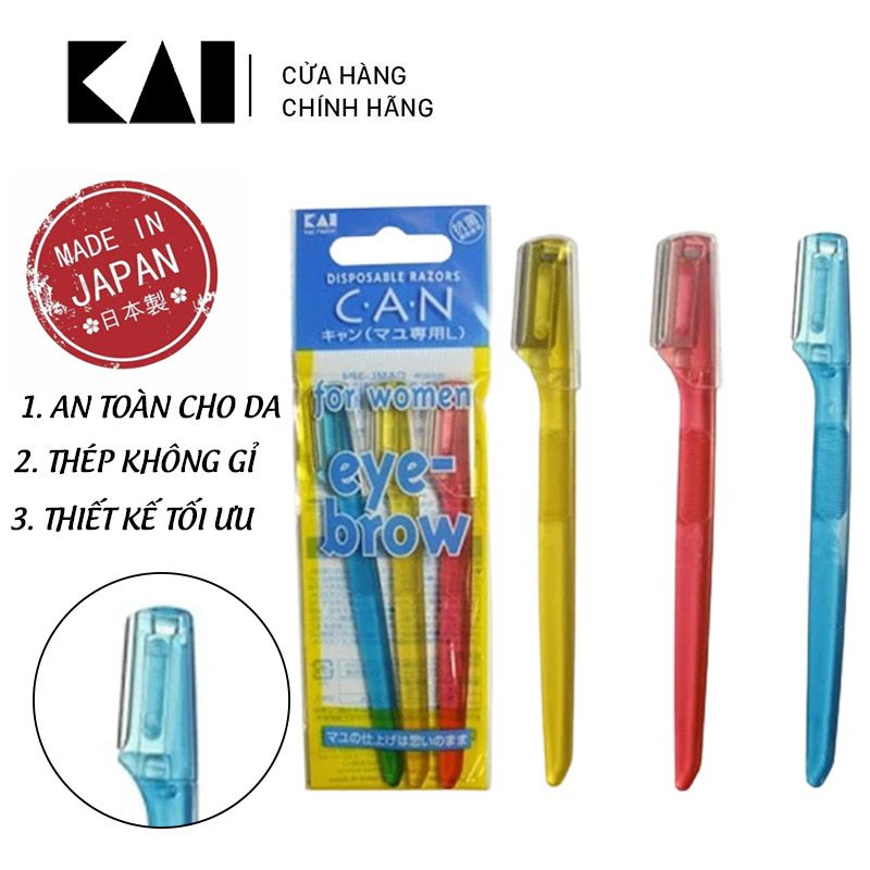 Dao Cạo Lông Mày KAI Disposable Eyebrow Razors (Set 3 Cây)