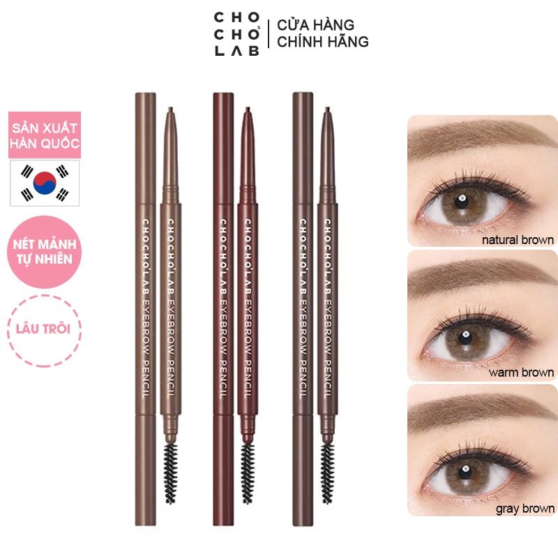 Chì Kẻ Mày Chocho's Lab Nét Mảnh Tự Nhiên, Lâu Trôi Eyebrow Pencil Warm Brown 0.05g #02