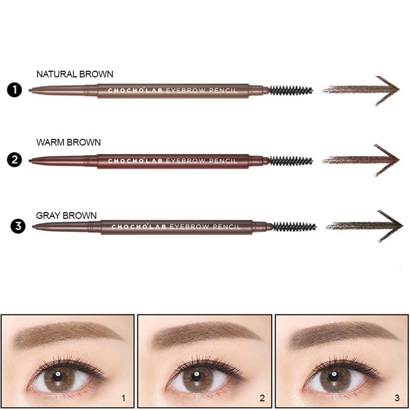 Chì Kẻ Mày Chocho's Lab Nét Mảnh Tự Nhiên, Lâu Trôi Eyebrow Pencil Warm Brown 0.05g #02