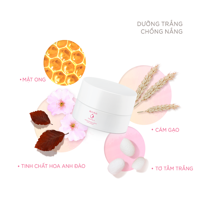 Kem Dưỡng Senka Hỗ Trợ Sáng Da, Giảm Thâm Nám Ban Ngày Aqua Bright Glow UV Moist Whip SPF25+/PA++ 50g