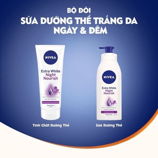 Tinh Chất Dưỡng Thể Trắng Da Ban Đêm Nivea Extra White Night Nourish Body Serum