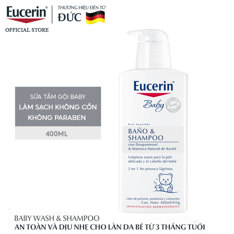 Dầu Gội & Tắm Cho Bé Eucerin Baby Piel Sensible Bano Shampoo 400ml