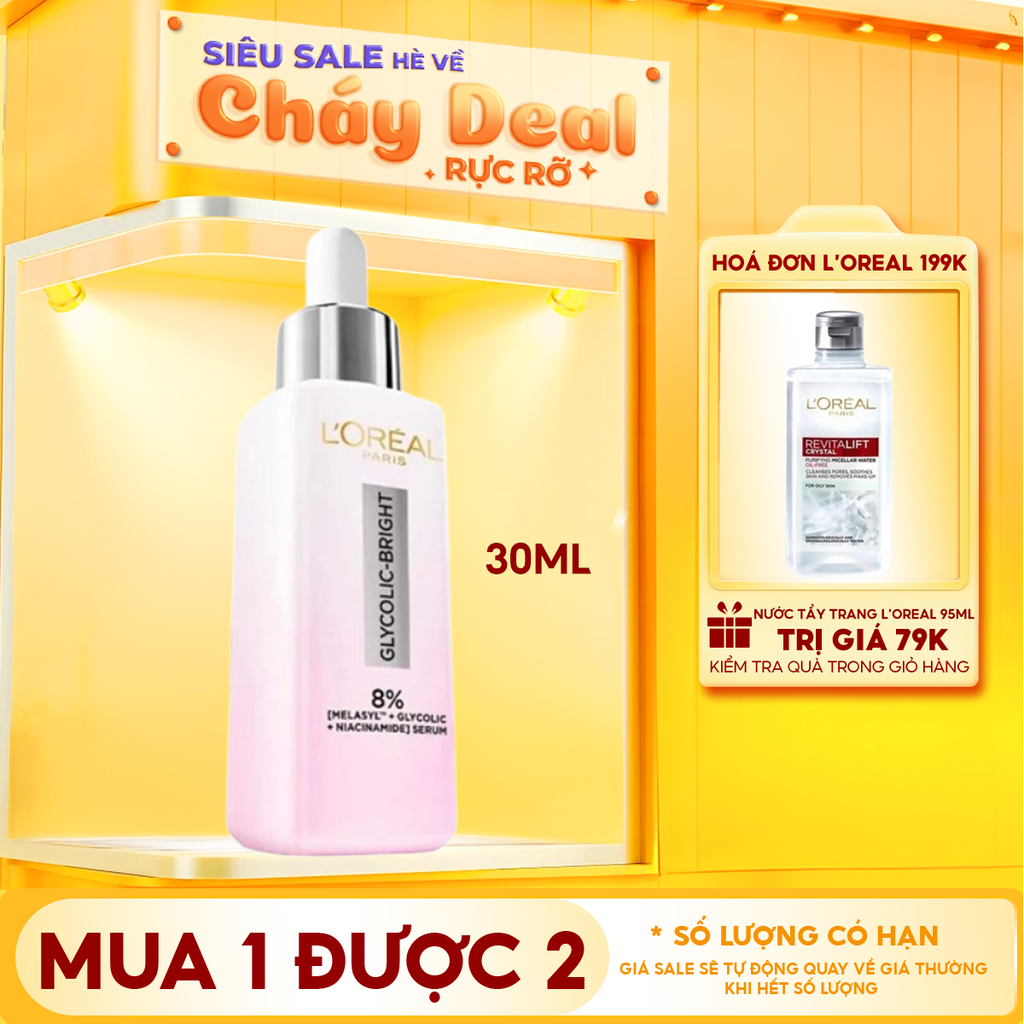 Serum L'oreal Tinh Chất Mờ Thâm Nám Glycolic-Bright Instant Glowing Serum