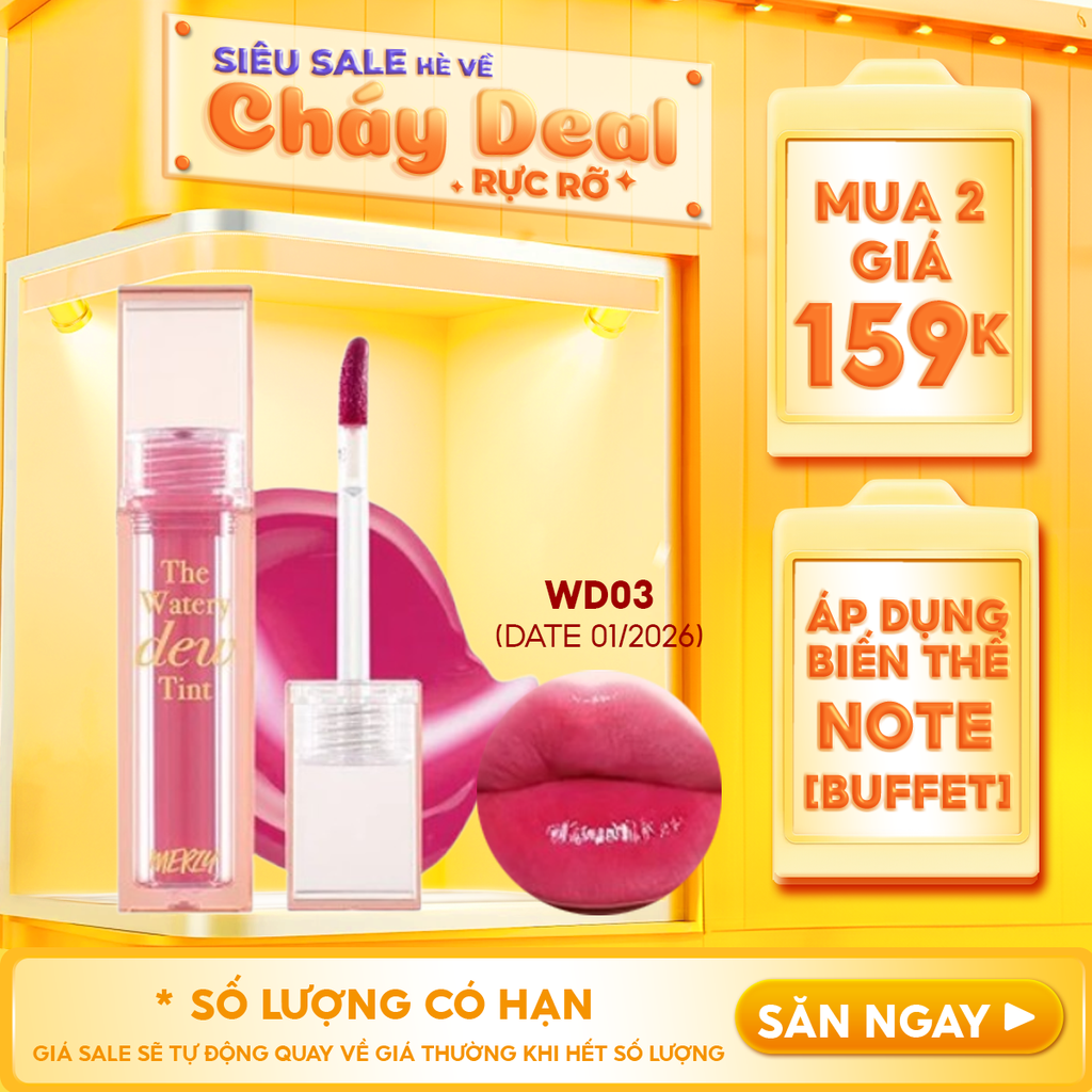 [New][DEW4 - DEW JEAN EDITION] Son Tint Bóng Merzy Dạng Thạch, Bền Màu, Lâu Trôi Cho Đôi Môi Căng Mọng, Ẩm Mịn The Watery Dew Tint