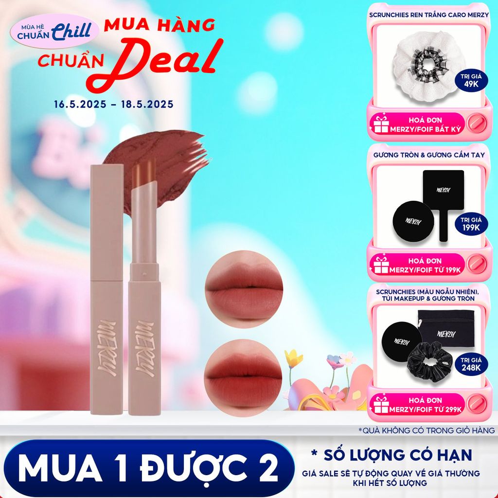 [Academia Collection] Son Thỏi Lì, Lên Màu Chuẩn, Mịn Mượt Nhẹ Môi Merzy Academia Cotton Lipstick 1.8g