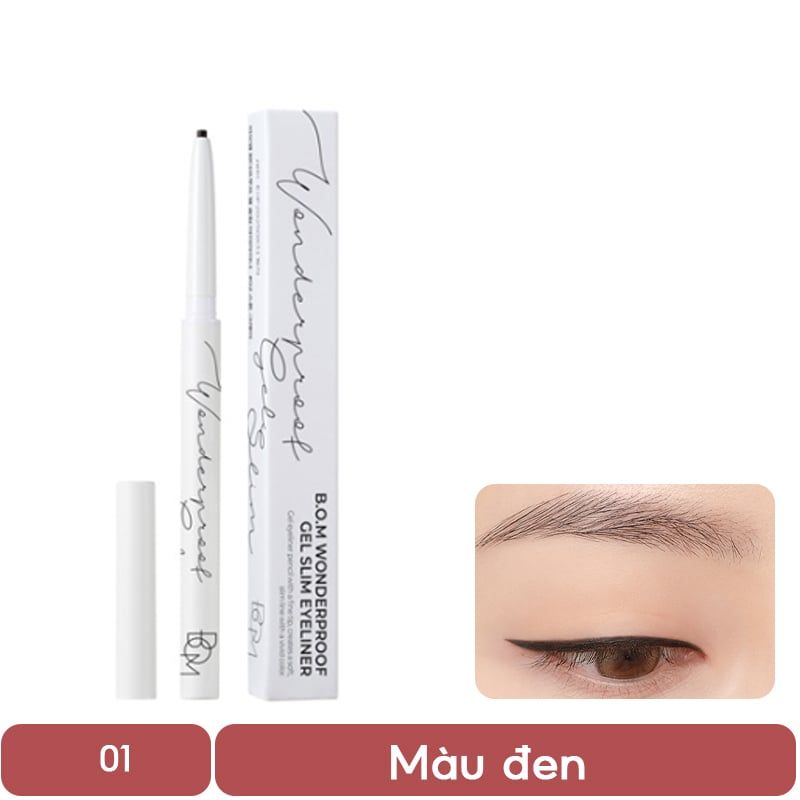 Chì Kẻ Mắt Siêu Mảnh, Lâu Trôi B.O.M Wonderproof Gel Slim Eyeliner 0.1g