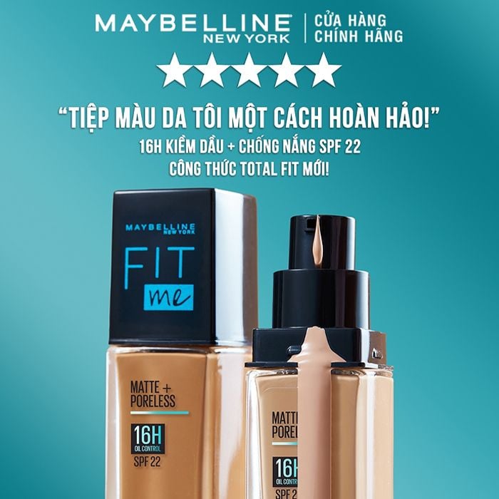 Kem Nền Kiềm Dầu, Cho Lớp Nền Mịn Lì Tự Nhiên Maybelline Fit Me Matte Poreless Foundation 30ml